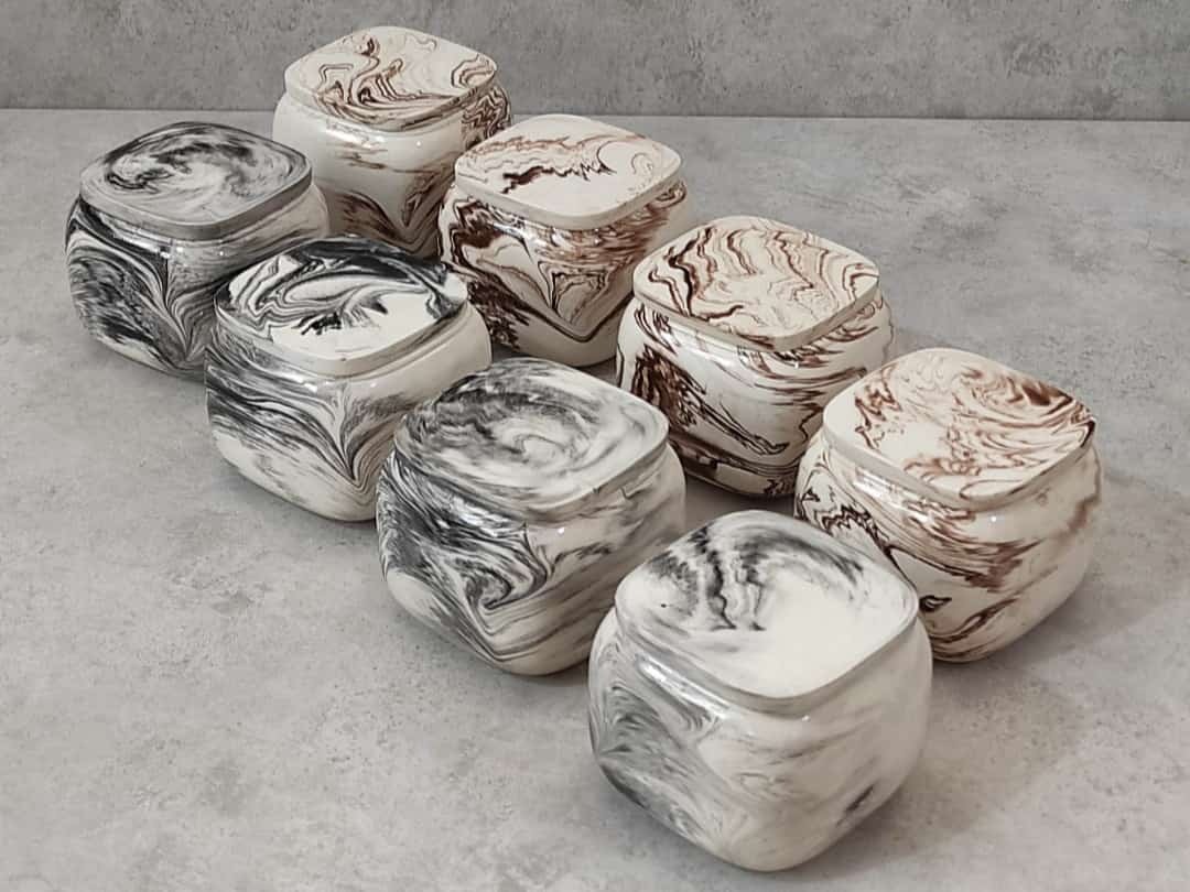  ست پاسماوری هفت تیکه مربعی سنگی 