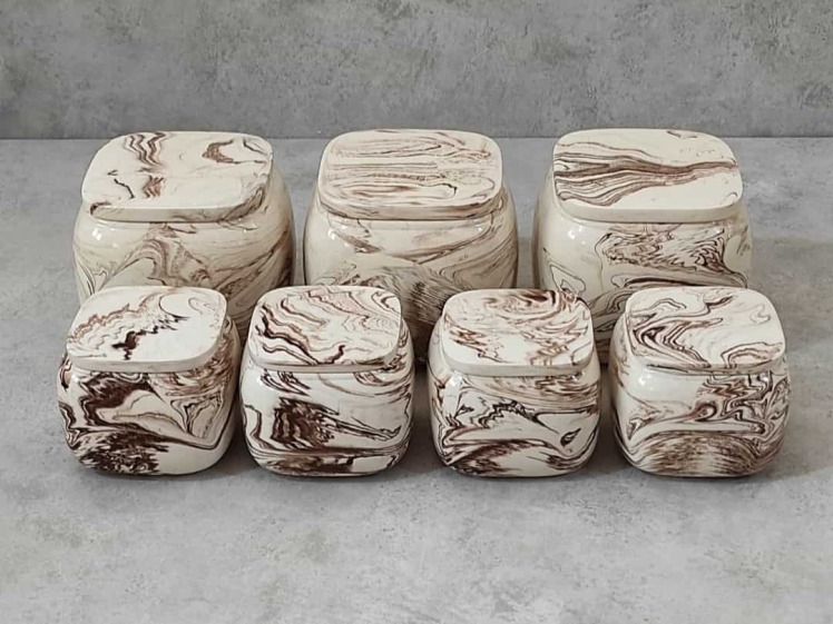 قیمت و خرید ست پاسماوری هفت تیکه مربعی سنگی 