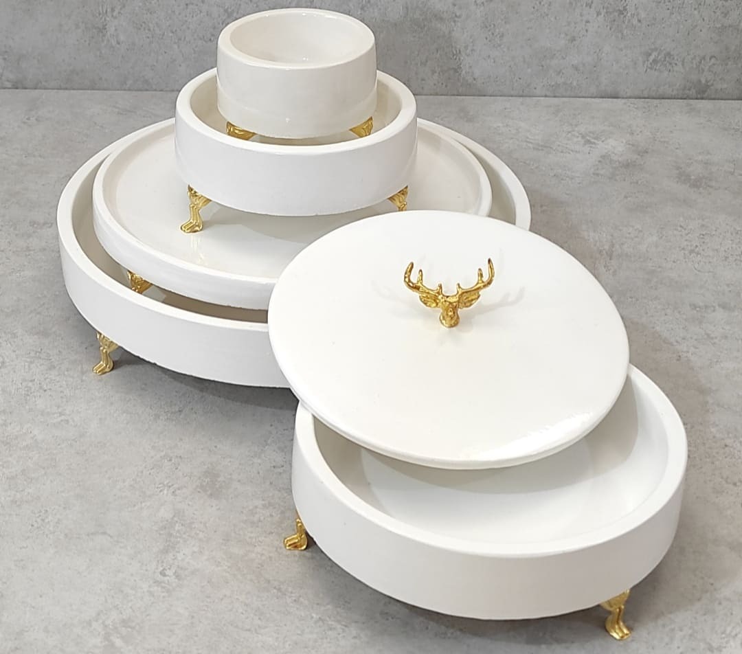  ست پذیرایی پنج تیکه سنگی سفید 