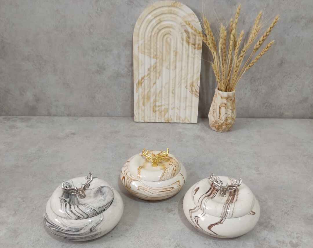  قندان و شکلات خوری خمره‌ای سنگی 